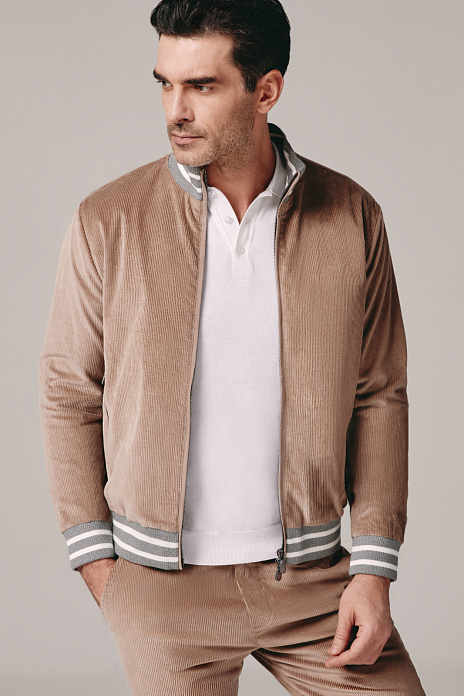 Бомбер из вельвета Duca Visconti Di Modrone, лимитированная коллекция, цвет Бежевый