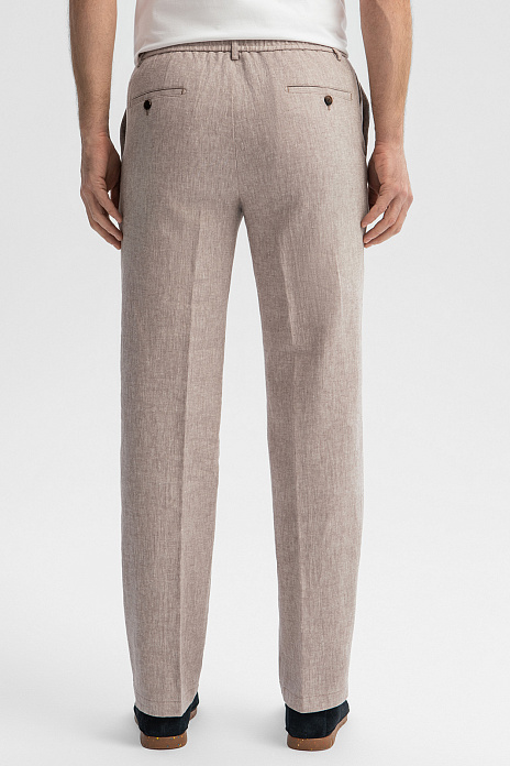 Брюки изо льна и хлопка на кулиске, цвет Бежевый