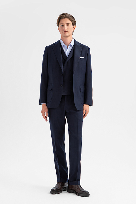 Брюки из шерсти и кашемира с водоотталкивающей обработкой, лимитированная коллекция, цвет Синий темный