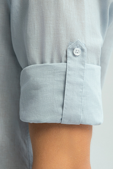 Сорочка изо льна и хлопка, цвет Голубой светлый