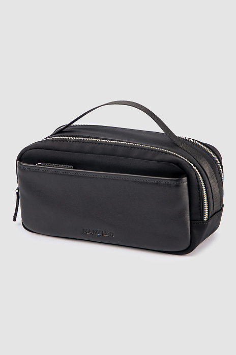 Несессер из натуральной кожи и текстиля, цвет Черный