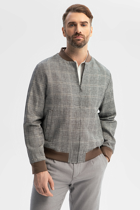 Бомбер изо льна и хлопка, цвет Серый