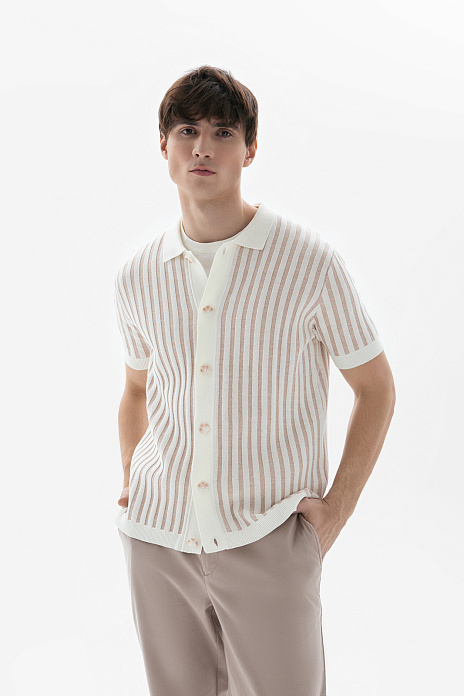 Кардиган с коротким рукавом из хлопка и льна, цвет Бежевый