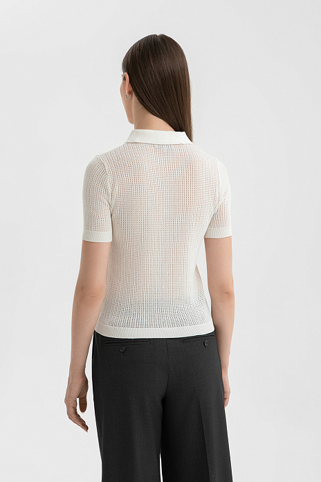 Поло из хлопка и шелка, цвет Белый