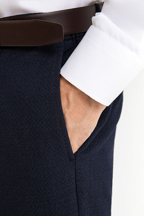 Брюки из шерсти с водоотталкивающей обработкой, устойчивые к сминанию, цвет Синий темный