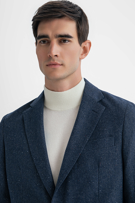 Синий пиджак из хлопка и шерсти Regular fit, цвет Синий темный