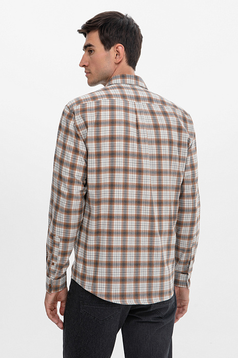 Фланелевая сорочка в клетку, цвет Коричневый