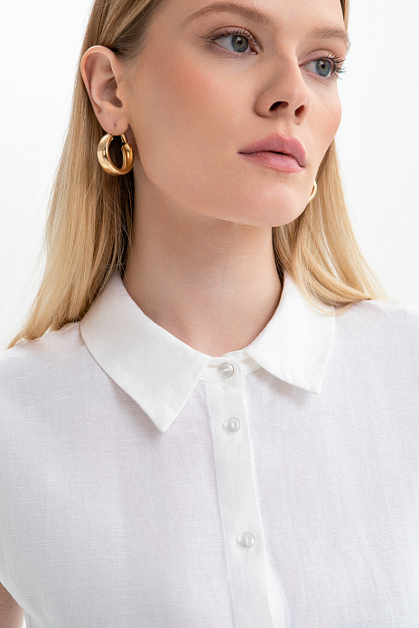 Блузка изо льна и вискозы, цвет Белый
