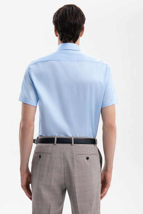 Сорочка с коротким рукавом из хлопка, устойчивая к сминанию, цвет Голубой