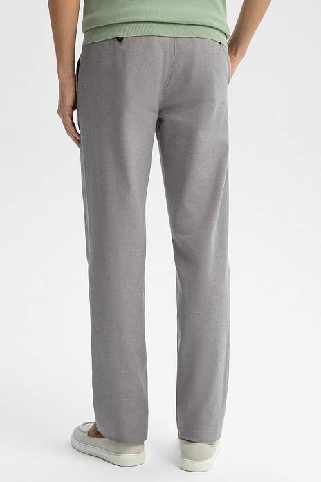 Брюки из хлопка и льна, цвет Серый светлый