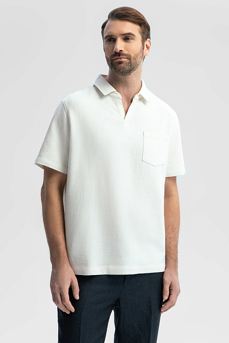 Поло оверсайз со льном, цвет Молочный