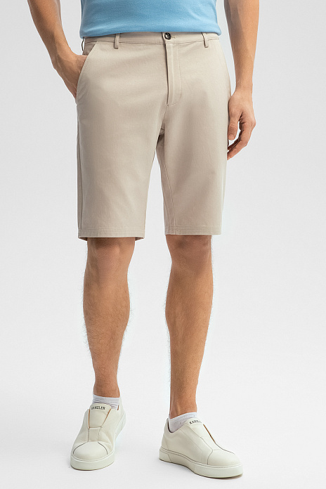 Шорты-бермуды из хлопка и тенсела, цвет Бежевый