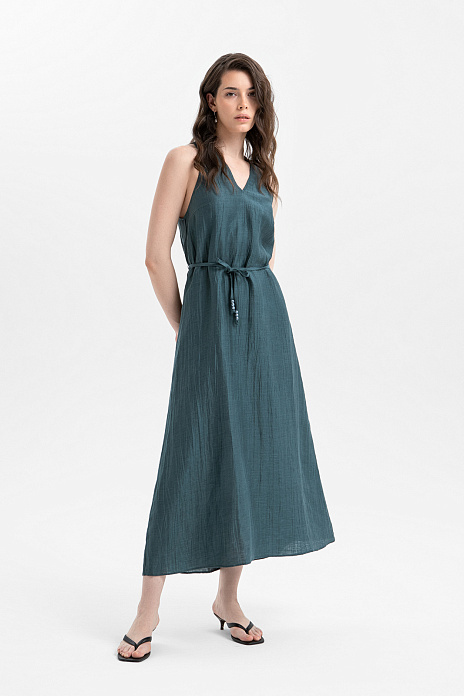 Платье-макси изо льна, цвет Бирюзовый