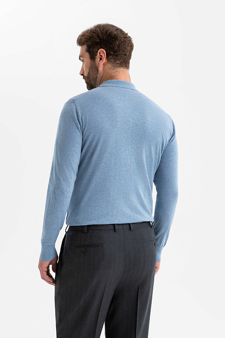 Джемпер поло из хлопка Пима, цвет Голубой