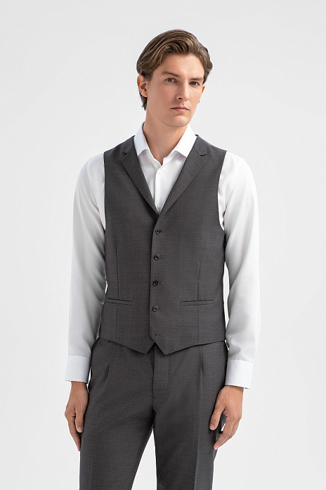 Жилет из шерсти и шелка с водоотталкивающей обработкой, цвет Серый