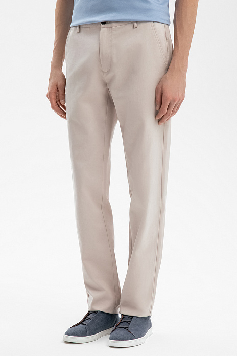 Брюки из хлопка и тенсела, цвет Бежевый