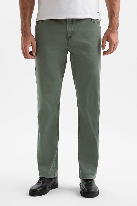 Брюки из хлопка Regular fit, цвет Зеленый