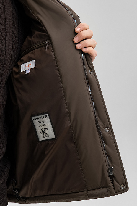 Пуховик с натуральным мехом, цвет Хаки