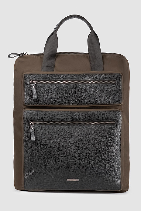 Рюкзак из натуральной кожи и текстиля, цвет Коричневый