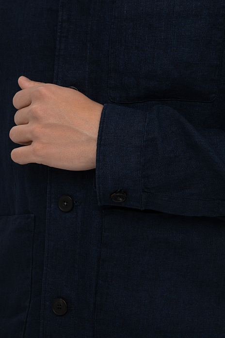 Синий пиджак изо льна и вискозы Regular fit, цвет Синий темный