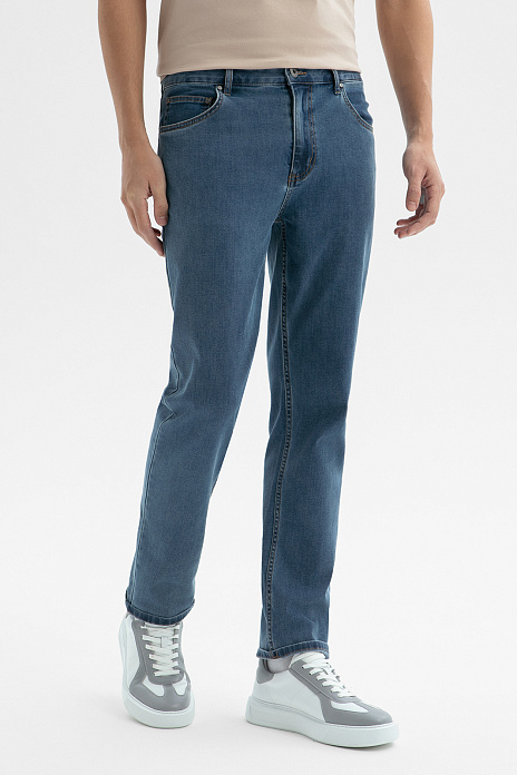 Джинсы прямого силуэта, цвет Голубой темный