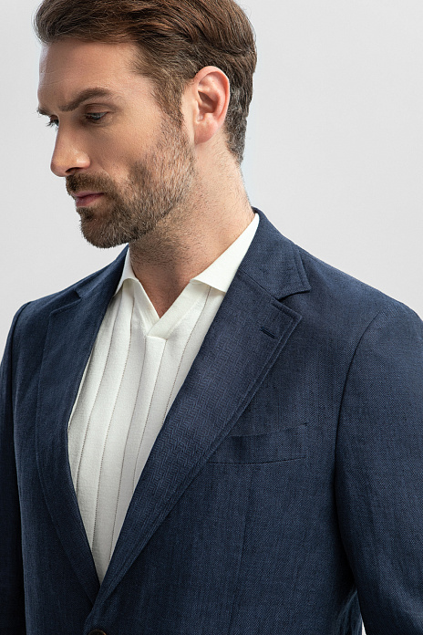 Пиджак изо льна, цвет Синий темный