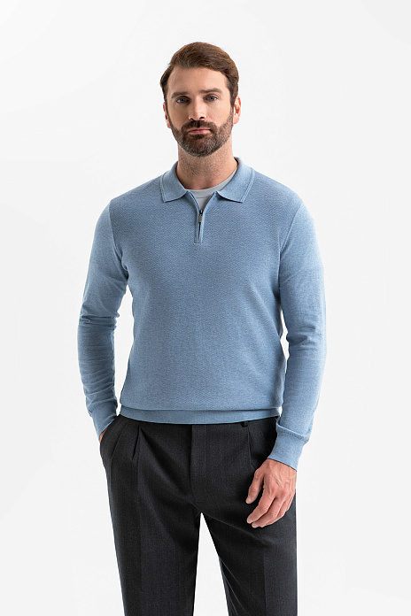 Джемпер поло из хлопка Пима, цвет Голубой