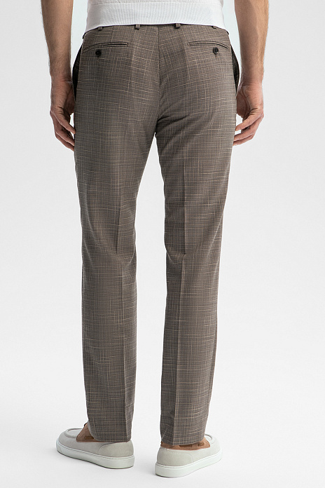 Брюки из шерсти, хлопка и льна с водоотталкивающей обработкой, цвет Коричневый светлый