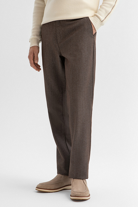Брюки из хлопка и шерсти, лимитированная коллекция, цвет Коричневый