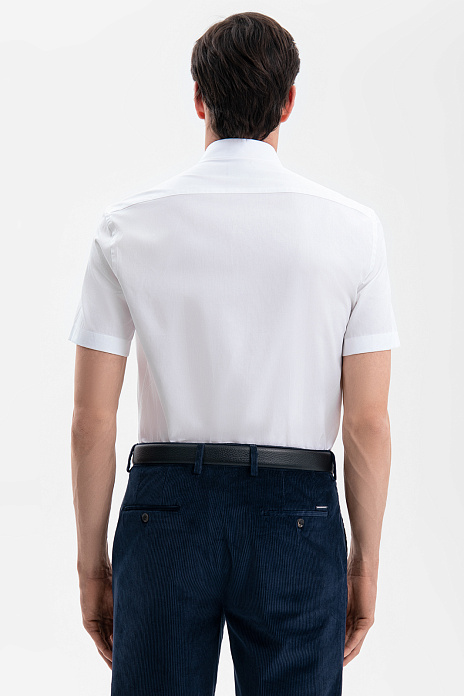 Сорочка с коротким рукавом из итальянской ткани Canclini, цвет Белый