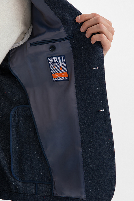 Синий пиджак из хлопка и шерсти Regular fit, цвет Синий темный